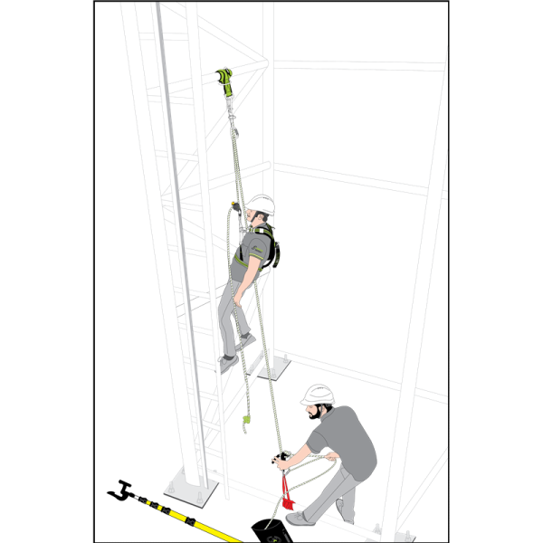 2-i-en glidende fallsikringssystem med evakuering funksjon - lengde 50 mtr - Bilde 3
