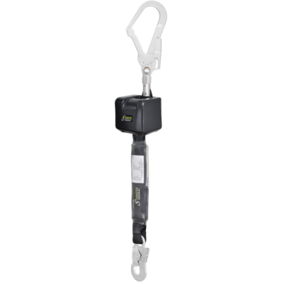 Fallsikringsblokk i bånd (2,5 m) med en stål skruekarabinkrok FA5010117 og en stål stillaskrok FA5020755