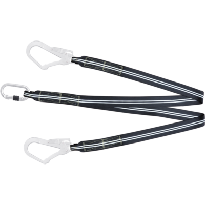 Line 1,5 mtr. Flamebestandig, dobbel stål stillaskroker åpning 55 mm og 1 skru karabiner åpning 17 mm, FIREFREE