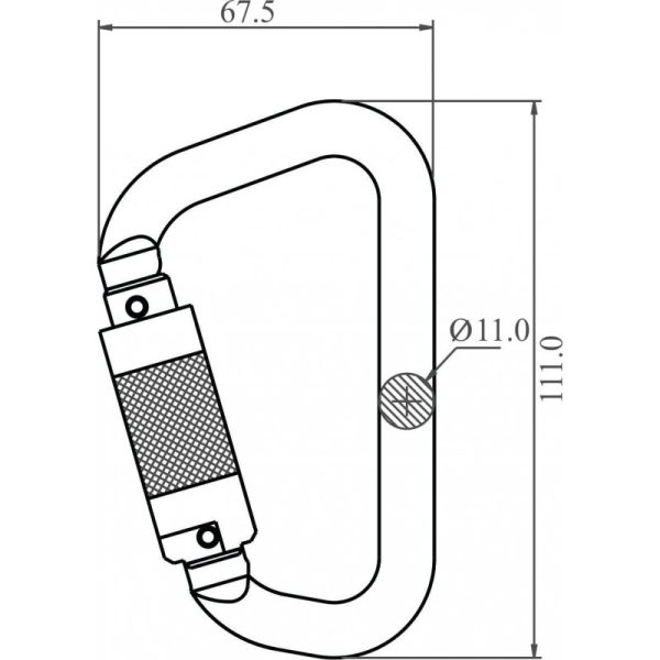 Krabinkrok, halvautomatisk kvartlås, 21 mm, Klasse B - Bilde 4